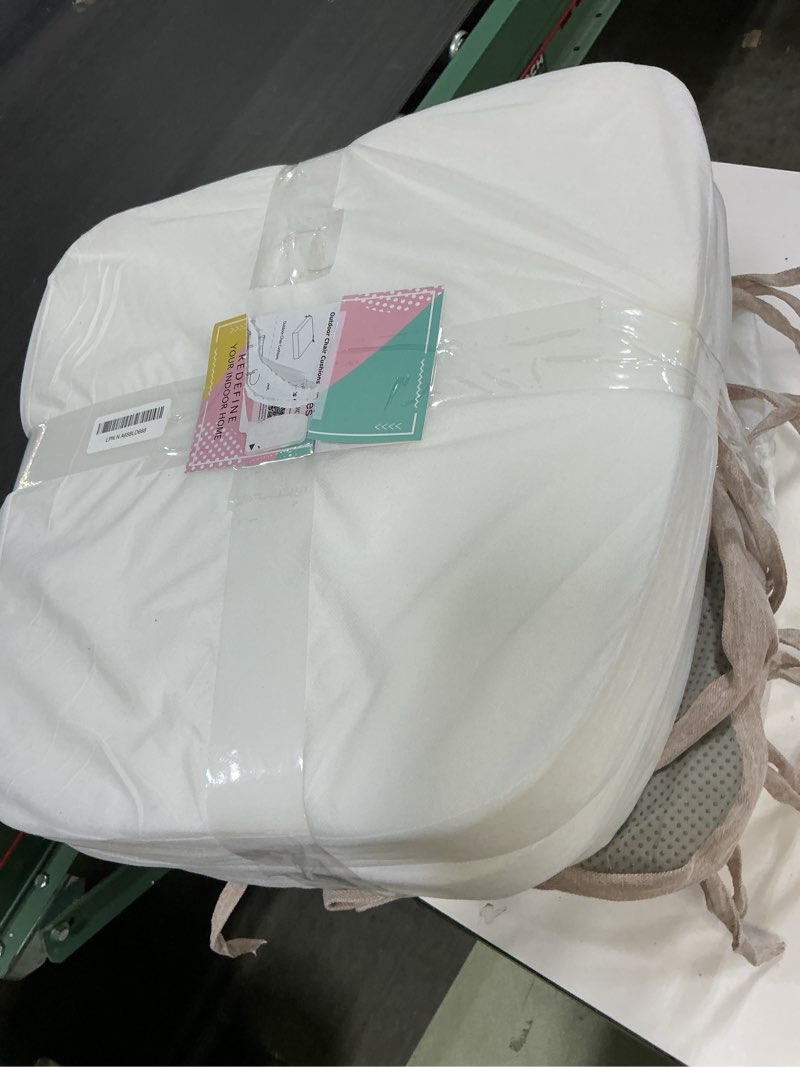 Condition photo showing Good Condition for AAAAAcessories D-Shaped Chair Cushions, 2" Thick Dining Chair Pads with Ties and Removable, Machine-Washable Cover, 17" x 16", Set of 6, Oatmeal Beige Oatmeal Beige 6 Count(Pack of 1)