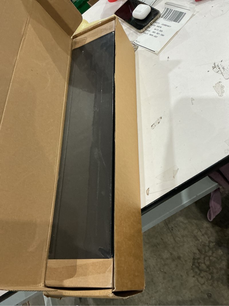 Condition photo showing New/Like New for solid wood floating shelves,23.6in finished real wood wall shelves with heavy-duty hidden bracket, easy installation, set of 2, 23.6in x 7.1in x 1.5in, for living room bedroom kitchen,black 23.6in black