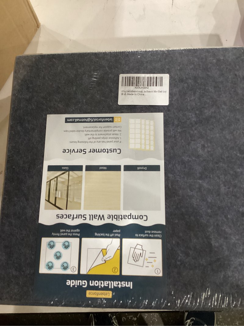 Condition photo showing Good Condition for 12 pack self-adhesive acoustic panels, 12" x 12" x 0.4" high-density polyester sound proof foam panels for walls, soundproof wall panels for home & office (black) basic 12 pack black