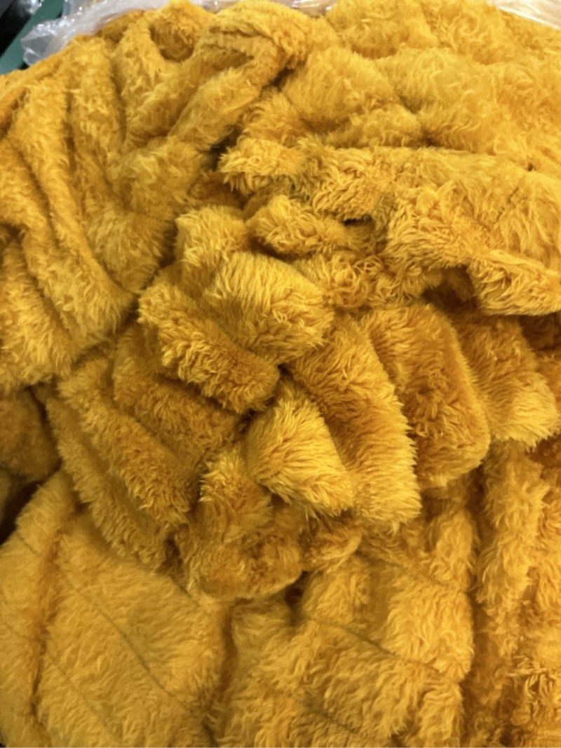 Condition photo showing Good Condition for exclusivo mezcla queen size flannel fleece blanket, super soft striped jacquard bed blanket, lightweight fuzzy cozy for all seasons, 90x90 inches, mustard yellow mustard yellow queen ( 90x90 in )