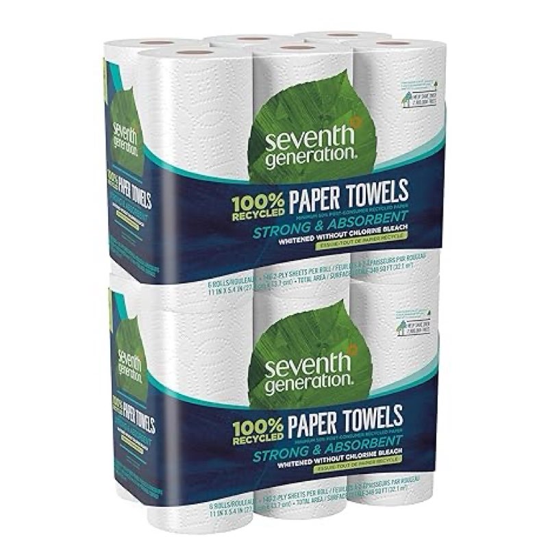 Seventh Generation Paper Towels, 100% Recycled Paper, 2-Ply, 6-Count