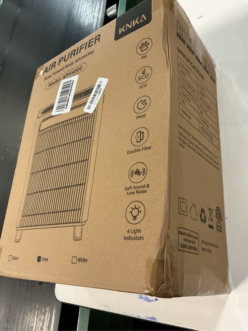 Condition photo showing New/Like New for knka air purifier for home bedroom large room up to 1,695 ft² in 1 hr, hepa air cleaner with washable pre-filter, aqi display, eco mode, sleep mode, pet mode for pets, dust, pollen, aph4000