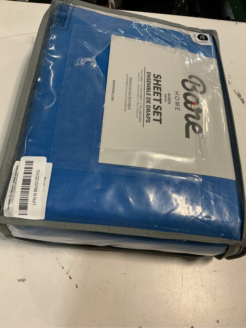 Condition photo showing New/Like New for bare home queen sheet set - 1800 ultra-soft microfiber queen bed sheets - double brushed - deep pockets - easy fit - 4 piece set - bedding sheets & pillowcases (queen, medium blue) queen 20 - medium blue