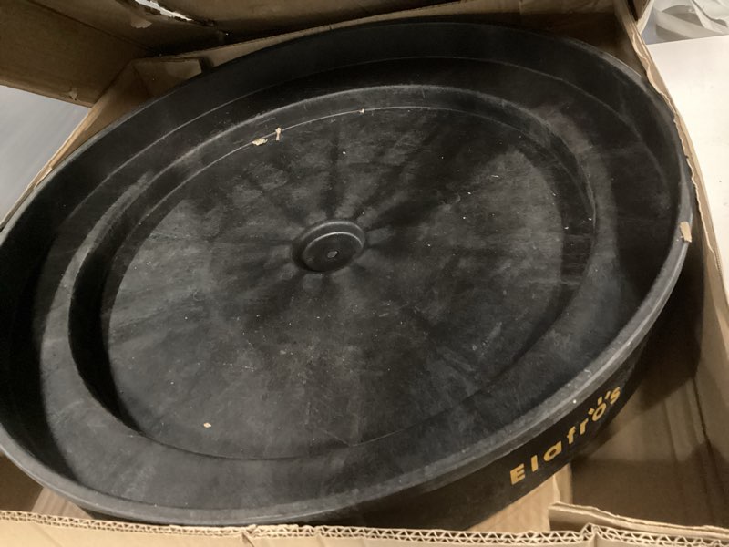 Condition photo showing As Is for ELAFROS 30 Gallon and 55 Gallon Heavy Duty Plastic Drum Dolly – Durable Plastic Drum Cart 900 lb. Capacity- Barrel Dolly with 5 Swivel Casters Wheel, Black, with Brake 1 Pack With Brake Black