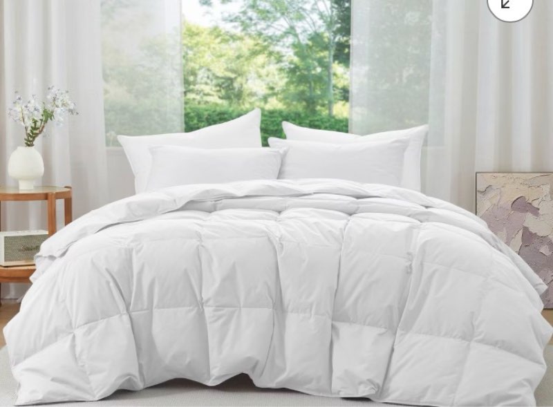 Puredown Lightweight & All-Season Organic Cotton Down Fiber Comforter, Duvet Insert Perfect for Year-Round Use 90 in X 90 in 