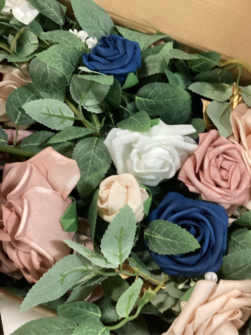 Condition photo showing New/Like New for ling's moment 2pcs navy blue artificial flower garland wedding arch flowers floral swags table centerpieces dusty rose arrangements for sweetheart table easel wall entryway board backdrop decor pk-dusty rose & navy