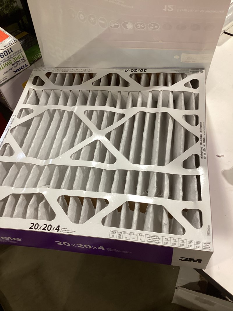 Condition photo showing Good Condition for 3m filtrete 20 in. w x 20 in. h x 4 in. d polyester 12 merv pleated allergen air filter 1 pk