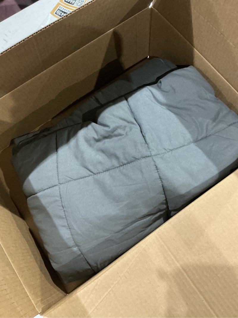 Condition photo showing As Is for weighted blanket for adults (15 lbs, 48"x 72") twin size heavy blanket, breathable cotton with natural glass beads, machine washable grey-487215