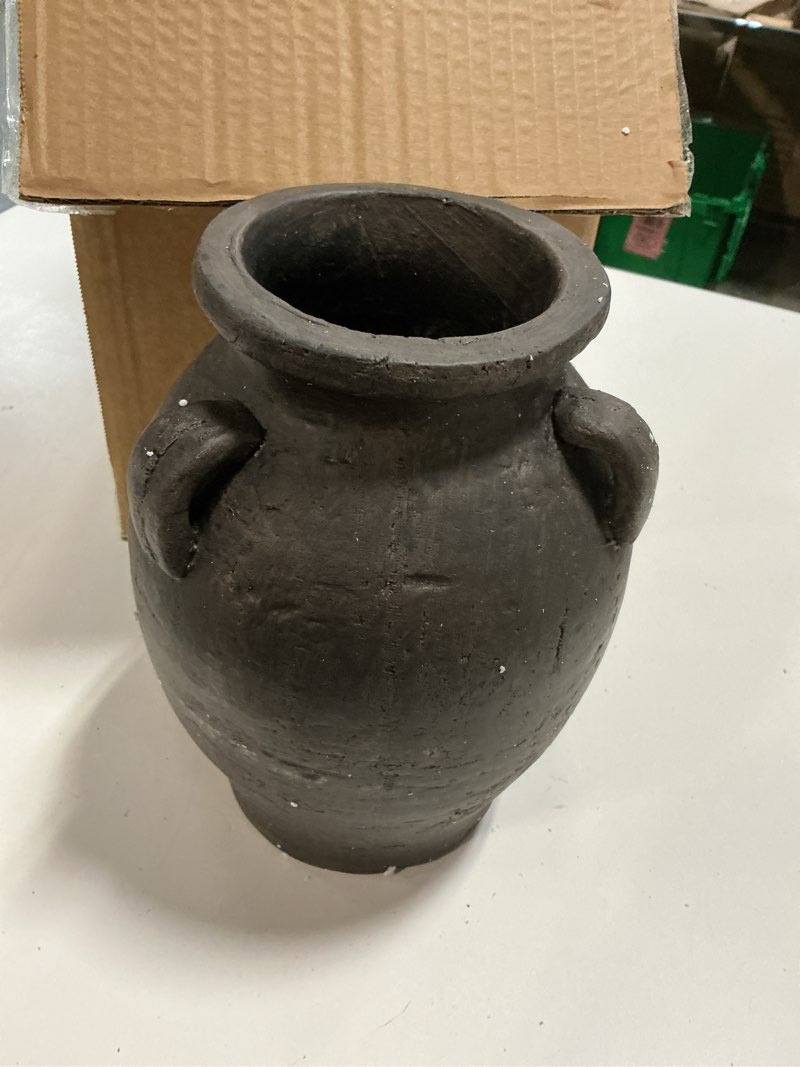 Condition photo showing New/Like New for rustic ceramic distressed vase, 9.5"h handmade terracotta vases with 3 ear handles, decorative flower vase for centerpieces, vintage wabi sabi farmhouse decor for entryway, fireplace & shelf