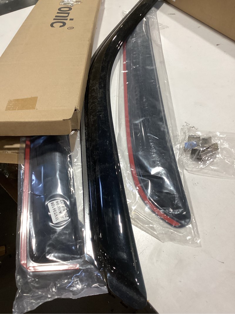 Condition photo showing As Is for WV194109 Extra Durable In-Channel Wind Deflector Visor Rain Guard, Fit 2009-2018 Dodge Ram 1500 Crew Cab, 2010-2025 Ram 2500 & 3500 Crew & Mega Cab, 2019-2024 Ram 1500 Classic Crew Cab, Smoke, 4-Pcs