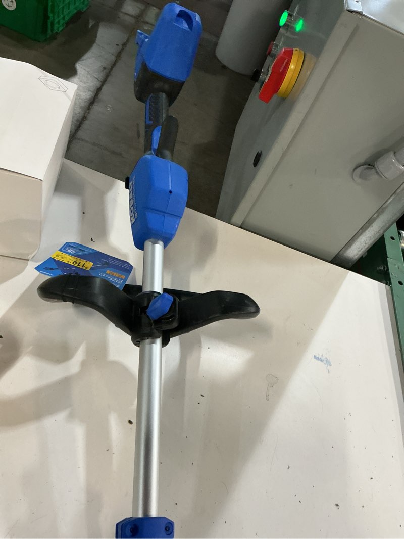 Condition photo showing As Is for kobalt 24-volt 14-in straight shaft battery string trimmer 4.0 ah (battery included) (charger included)