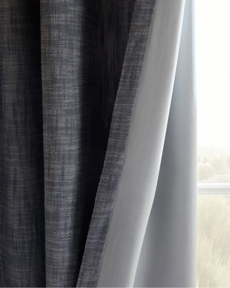quince textured cotton room darkening curtain 48x84 in/ set of 1/ blue 