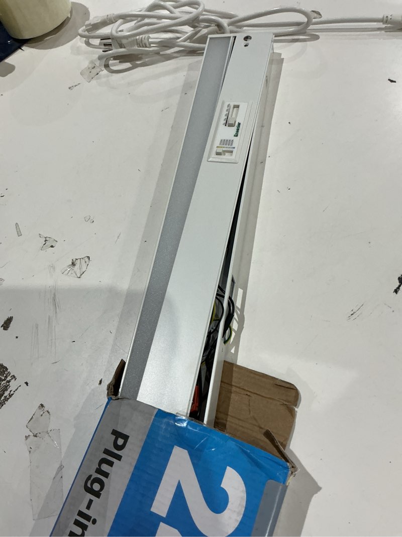 Condition photo showing As Is for ensenior 24 inch led under cabinet lighting hardwired or plug-in installation, 5cct color selectable - 2700k/3000k/3500k/4000k/5000k, dimmable under counter lights for kitchen, fcc, 120v, 14w 930lm
