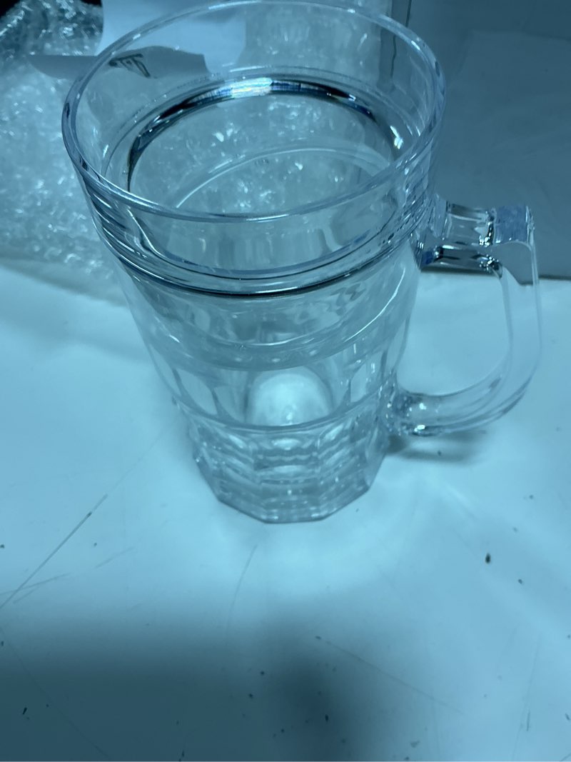 Condition photo showing Good Condition for double walled, freezable gel glass, 14 oz, clear, keep you beer or favorite drinks extra cold