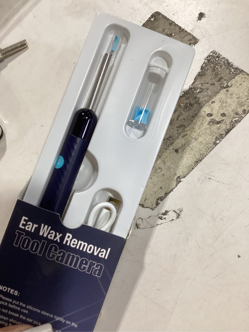 Condition photo showing As Is for leiput ear wax removal - earwax remover tool with 7 pcs ear set - ear canal cleaner with 1080p camera - fsa hsa eligible - ear cleaning kit with 6 ear spoon - ear camera for ios & android (blue)