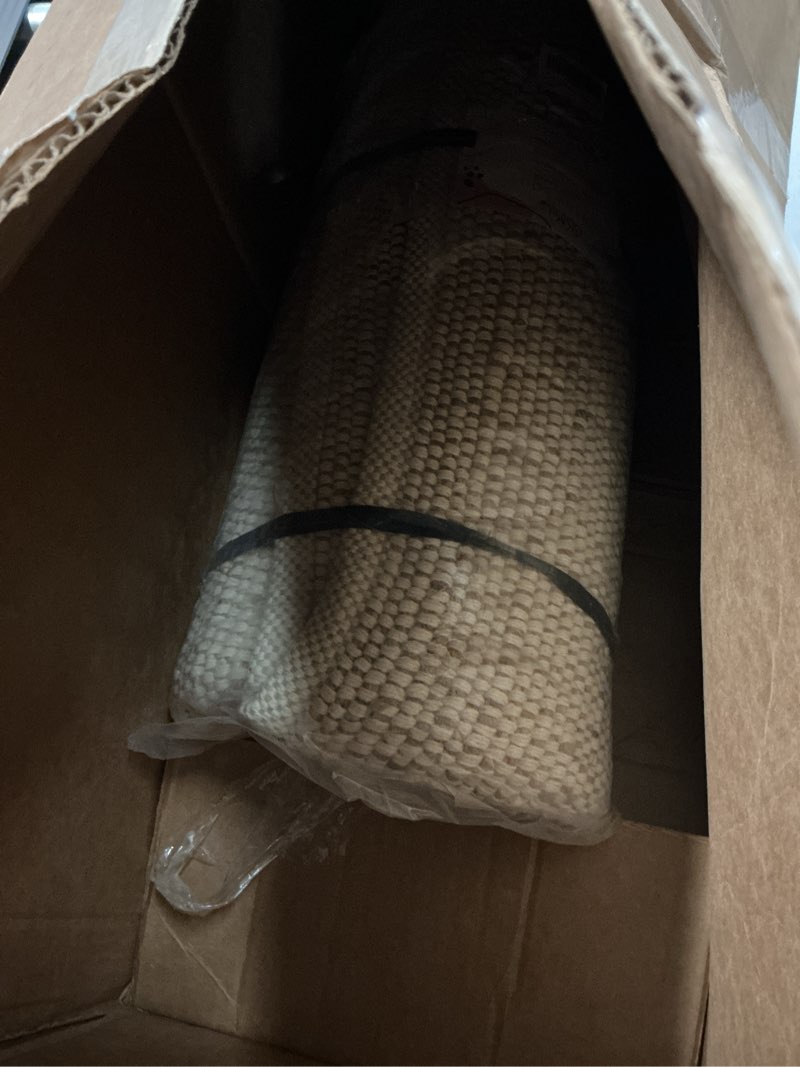 Condition photo showing As Is for Jute Cotton Area Rug - Handcrafted Traditional Rugs - Hand Woven Rug - Natural Rugs for Entryway Bedroom, Dining Room, Rustic Bohemian Décor - Eco-Friendly - 5’ x 8’ - Natural Beige Natural Beige 5' x 8' (Rectangular)