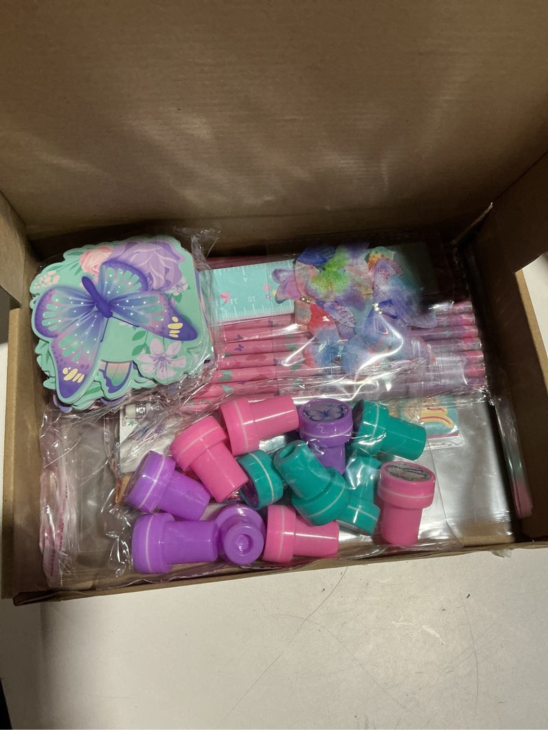 Condition photo showing Good Condition for benlouis 108pcs butterfly party favors butterfly fairy school stationery set bulk for kids spring flower tea birthday birthday goodie bag stuffers classroom gifts rewards pinata filler