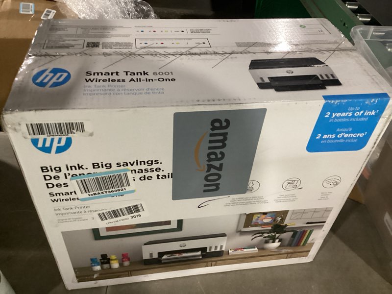 Condition photo showing New/Like New for hp smart tank 6001 wireless all-in-one ink tank printer, scanner, copier with 2 years of ink included, best-for-home, cartridge-free refillable, ai-enabled (2h0b9a)