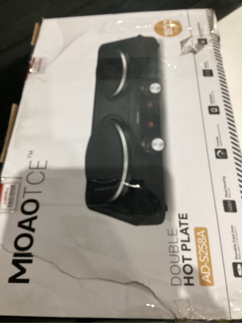 Condition photo showing item condition for 1800W Electric Hot Plate for Cooking, Double Burner with 7.2"&6.1" Cast Iron Heating Plate, Portable Cooking Stove, Adjustable Temperature Controls, Easy to Clean, Compatible for All Cookwares Double 6.1" + 7.2" Heating Plate