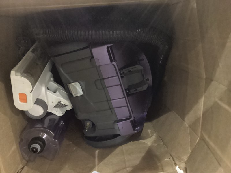 Condition photo showing As Is for Kenmore 600 Series Pet Friendly Lightweight Bagged Canister Vacuum with Pet PowerMate, Pop-N-Go Brush, 2 Motors, HEPA Filter, Aluminum Telescoping Wand, Retractable Cord and 4 Cleaning Tools, Purple