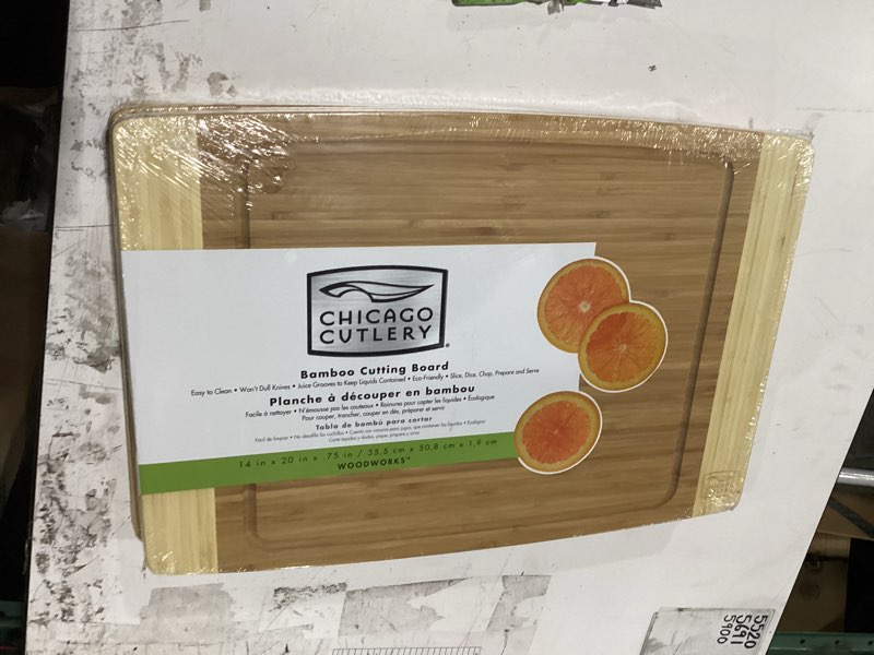 Condition photo showing New/Like New for chicago cutlery® woodworks 14” x 20” bamboo cutting board