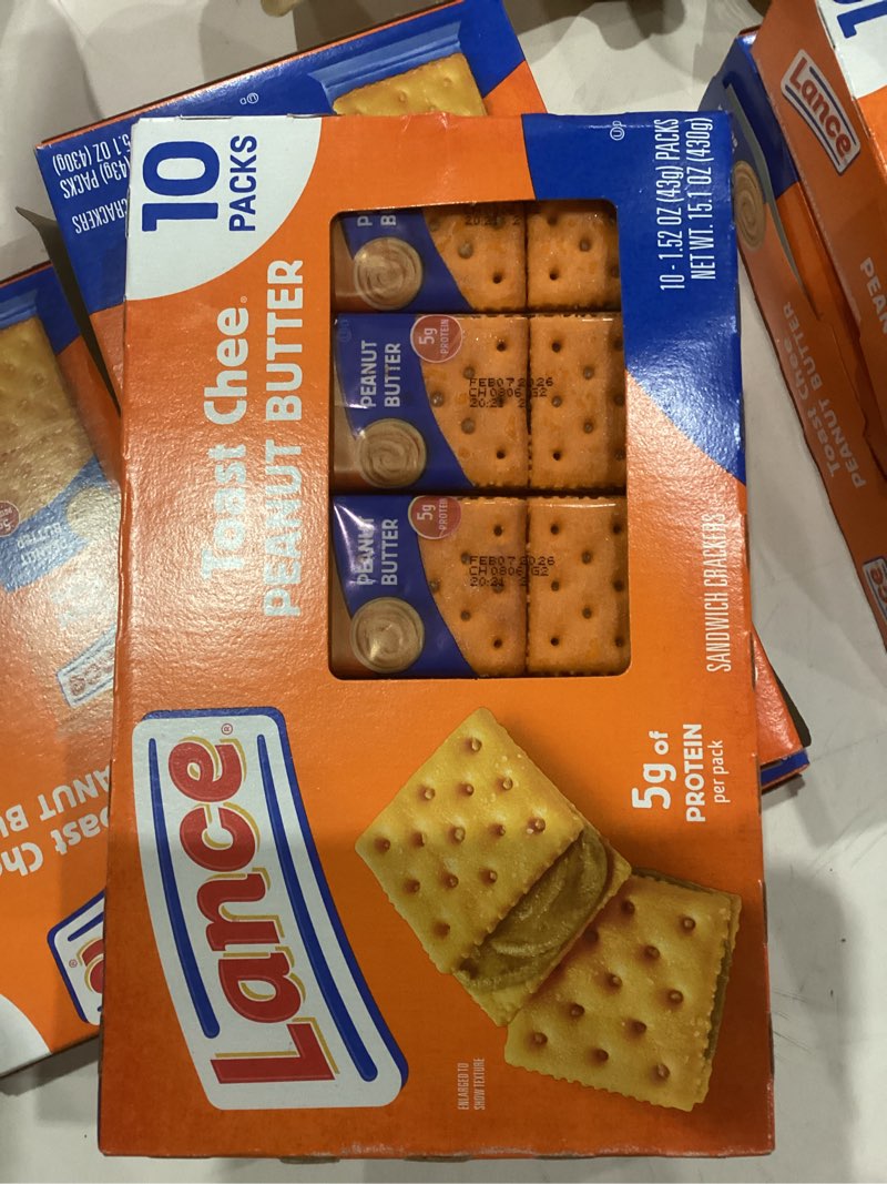 Condition photo showing New/Like New for lance toastchee peanut butter, 10 count 1.52 oz toastchee peanut butter 1.51 ounce (pack of 10)
