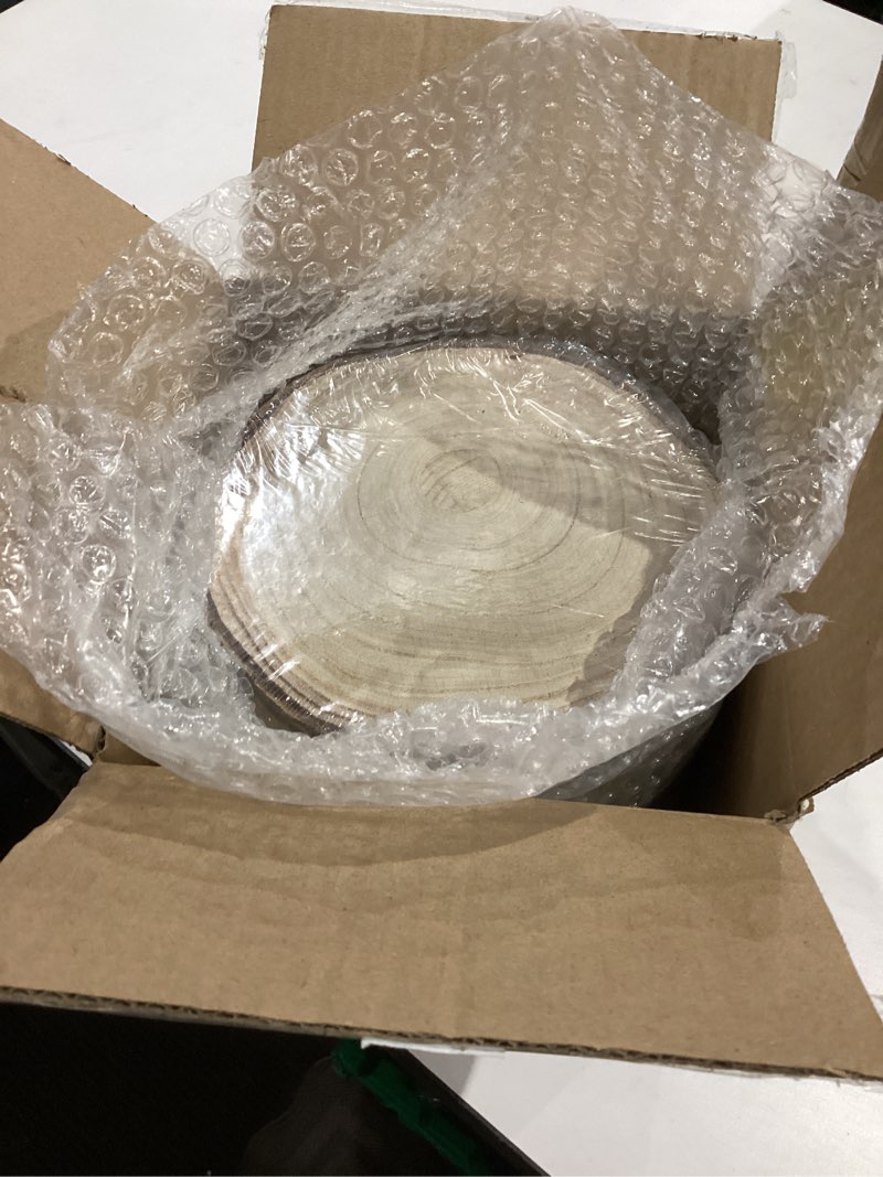 Condition photo showing Good Condition for 10 pcs natural paulownia wood slices 6-7 inches,wood slices for centerpieces table decorations,unfinished rounds wood for crafts,wood slice for rustic wedding decoration projects 6-7 inch 10 pcs