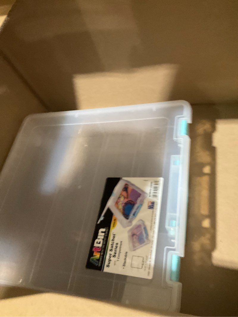 Condition photo showing Good Condition for ArtBin Super Satchel 1 Compartment Box Clear Craft Organizer Storage Case Aqua Accents 1 Pack