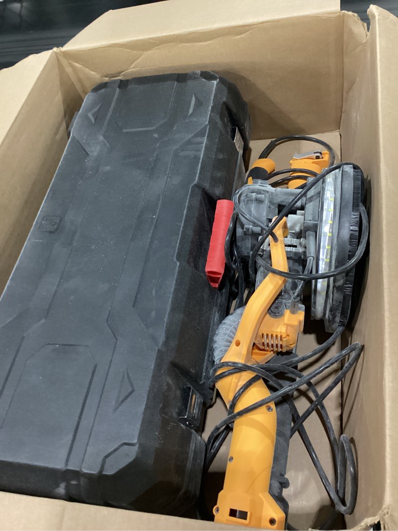 Condition photo showing As Is for **not tested**  drywall sander, 880w 7.3-amp popcorn ceiling removal tool with 1100-2100rpm 5 variable speed 12pcs sanding discs electric drywall sander with vacuum dust collector led light for ceiling sanding basic