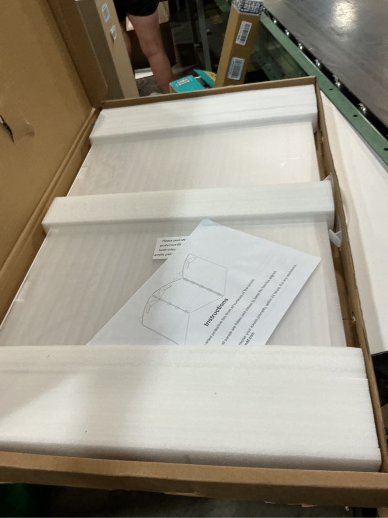 Condition photo showing Good Condition for modern frame clear acrylic freestanding dog gate - 32" tall folding 3-panel pet barrier for doorways, stairs & large openings, indoor fence for small to large dogs & cats 32" height-3 panel