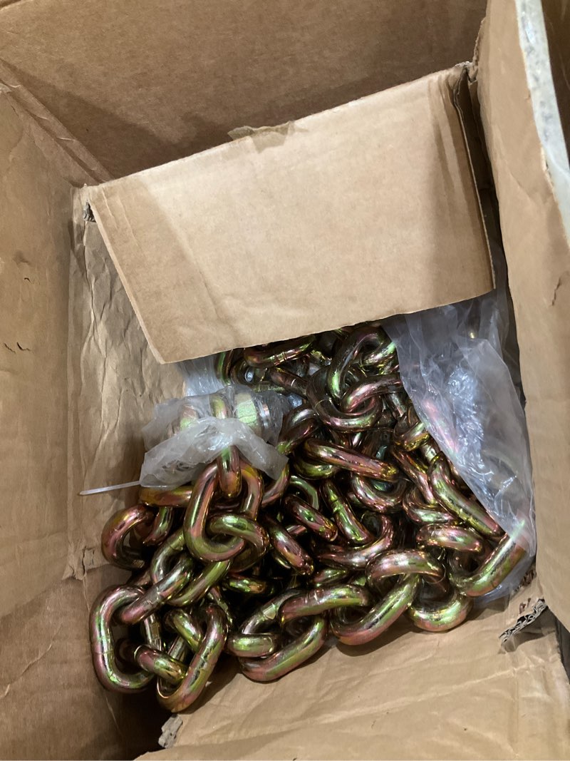 Condition photo showing Good Condition for 1/2 chain trailer chains with hooks, grade 80 tow log chain 12000 lbs working load for truck farm construction(1/2 in x 10ft)