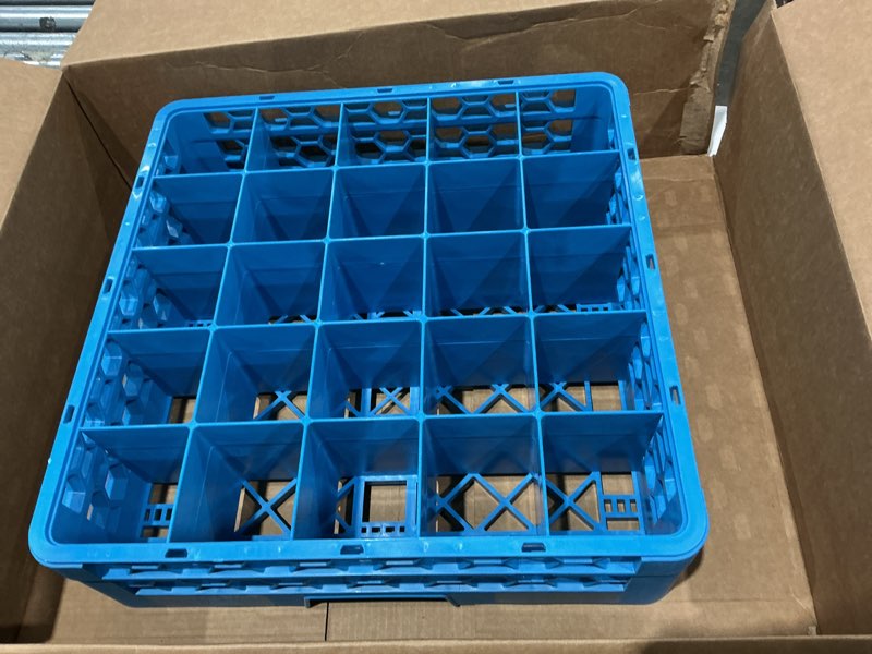 Condition photo showing Good Condition for carlisle foodservice products opticlean 25-compartment glass rack with 1 extender, blue , 5.56" rack and 1 extender 1