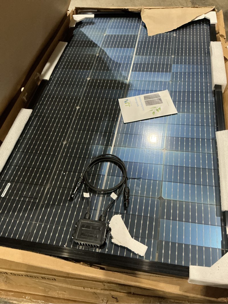 Condition photo showing As Is for jjn bifacial 200 watt solar panel 12v 10bb monocrystalline solar panels high efficiency solar module for rv home battery charging farm trailer camper marine off grid system single piece 200w single