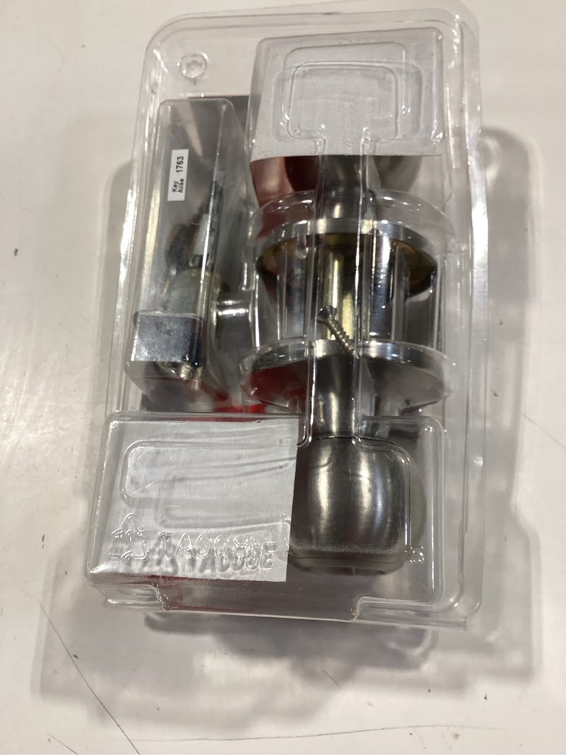 Condition photo showing As Is for week reliabilt stainless steel exterior keyed entry door knob