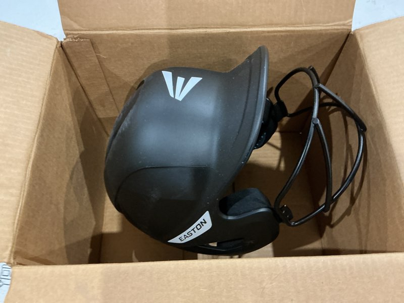 Condition photo showing As Is for easton | ghost batting helmet with mask | fastpitch softball | matte | multiple styles m/l (6 5/8 - 7 1/4) black