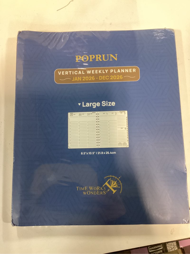 Condition photo showing New/Like New for POPRUN Planner 2025-2026 (Large - 8.5'' x 10.5'') Academic Weekly Calendar (July 2025 - June 2026) with Hourly Time Slots, Monthly Tabs, 100GSM Thick Papers, Spiral Leather Cover - Night Sky Blue Night Sky Blue Large-8.5'' x 10.5'' Jul. 2025 - Jun. 2026
