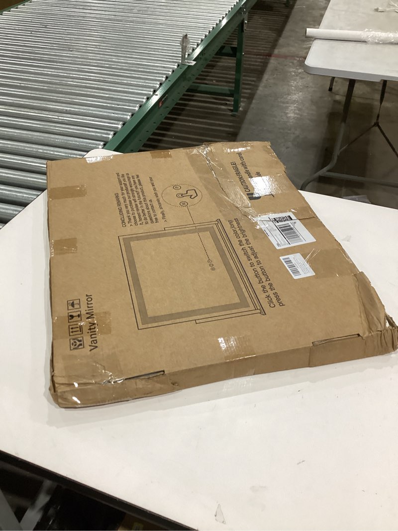 Condition photo showing New/Like New for FENNIO Vanity Mirror with Lights 22''x18'' Makeup Mirror with Lights,Lighted Makeup Mirror with 10X Magnification and USB?Smart Touch Screen with 3-Color Lighting,Dimmable?Square White? White 22"L x 18"W