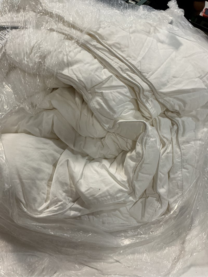 Condition photo showing As Is for lightweight premium down alternative comforter, king/cal king, white