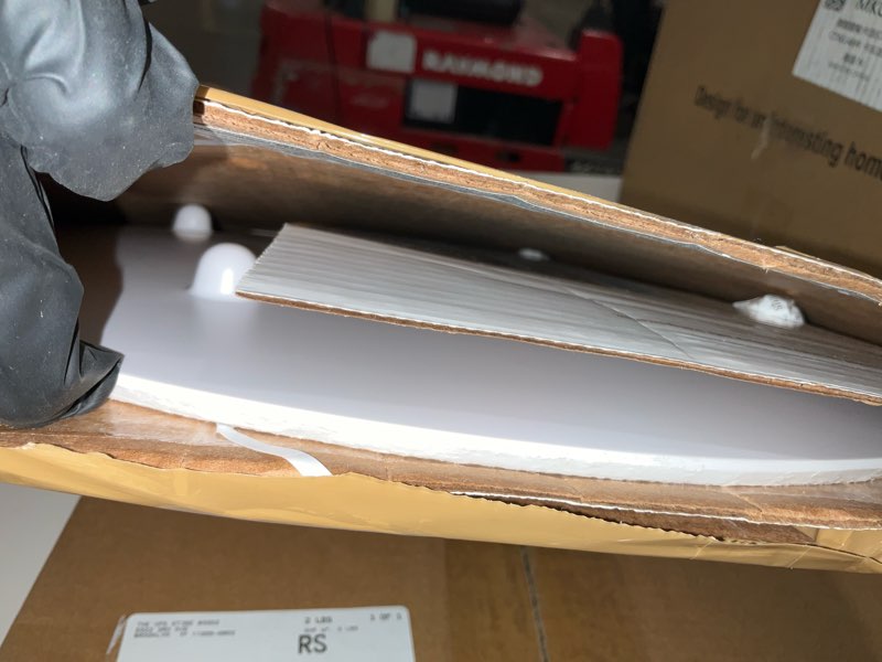 Condition photo showing As Is for American Metalcraft MW171 Marble Melamine Serving Board, 17-1/4" Dia X 1-1/8"H, Round, White