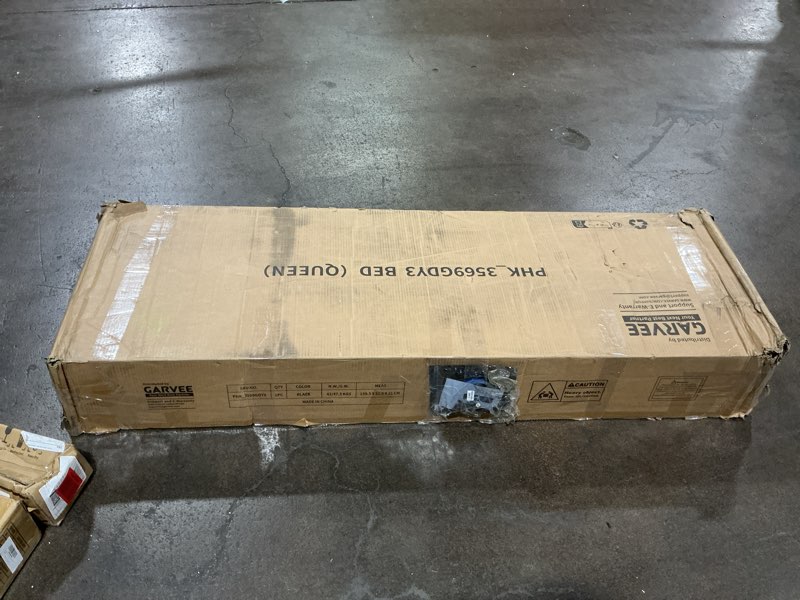 Condition photo showing Good Condition for Incomplete, GarveeHome Black Rattan Bed Frame with Headboard, Boho Cane Platform Queen Bed Frame with 4 Drawers, Strong Metal Slats Support, Noise Free, No Box Spring Needed Black Queen (4 Drawers)