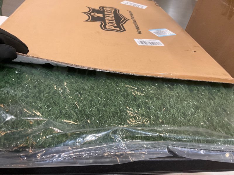 Condition photo showing As Is for Artificial Grass Puppy Pee Pad for Dogs and Small Pets - 20x25 Inch, Reusable 3-Layer Turf Pads for Dogs with Tray - Indoor and Outdoor Fake Grass Potty Pet Supplies by PETMAKER Medium 3-Layer System