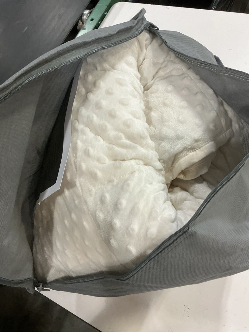 Condition photo showing Good Condition for mr. sandman weighted blanket for adults, heavy blanket for woman,man sleeping/calm, soft and cozy weighted throw blankets, machine washable, 60 x 80in, 20 lbs, white 60 x 80 inches, 20lbs white