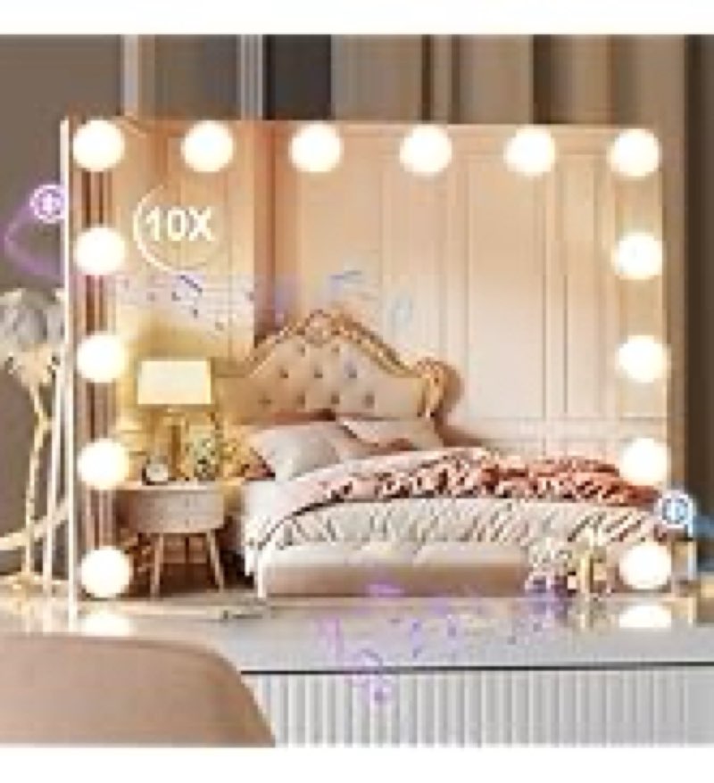 MINISO Vanity Mirror with Lights and Bluetooth Speaker- 17.7" x 13.8" Hollywood Makeup Mirror with 3