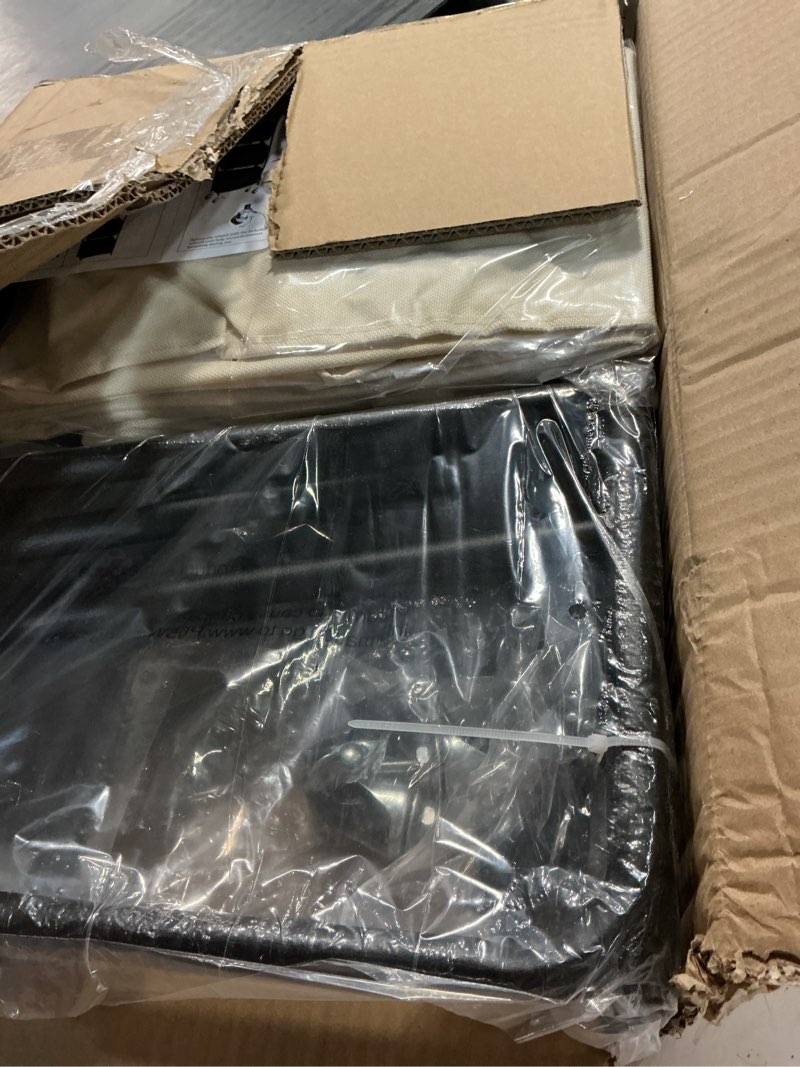 Condition photo showing Good Condition for 3 section laundry sorter with removable bags, 120l rolling vertical laundry hamper, stackable laundry baskets organizer for bathroom, apartment, dorm (beige, with wheel) with wheel beige