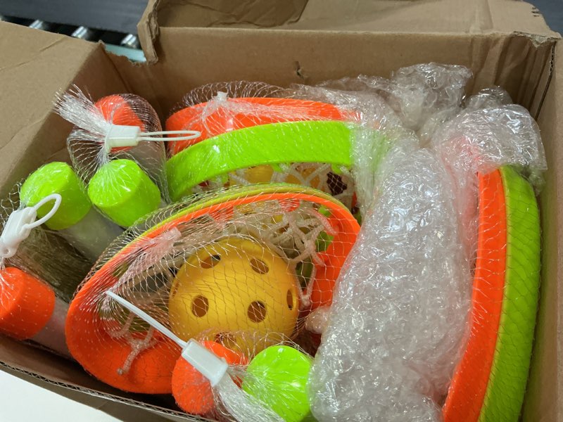 Condition photo showing Good Condition for hoteam 6 sets mini lacrosse stick & ball, includes 12 water lacrosse sticks for pool and 6 balls plastic outdoor game set beach pool party games sports summer (green, orange)