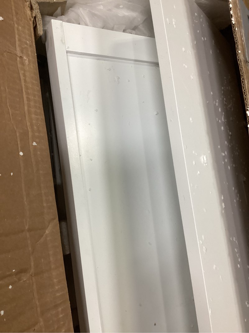 Condition photo showing As Is for VASAGLE Bathroom Floor Storage Cabinet, Bathroom Storage Unit, Freestanding Cabinet with 2 Drawers and 2 Doors, Adjustable Shelf, 11.8 x 23.6 x 43.3 Inches, White UBBC551WH01S