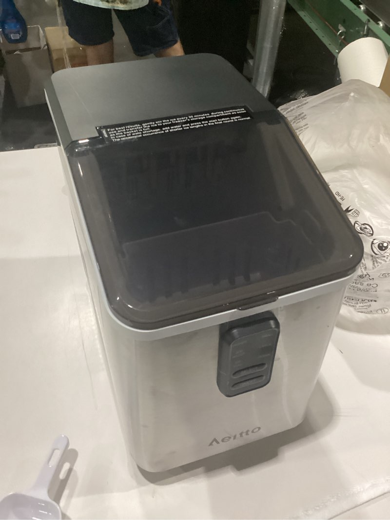 Condition photo showing Good Condition for aeitto ice maker countertop 26lbs/24h, ice machine 8 ice cubes ready in 6 mins, 2 sizes of bullet ice portable ice makers with basket & scoop, auto self-cleaning for home/kitchen/office stainless