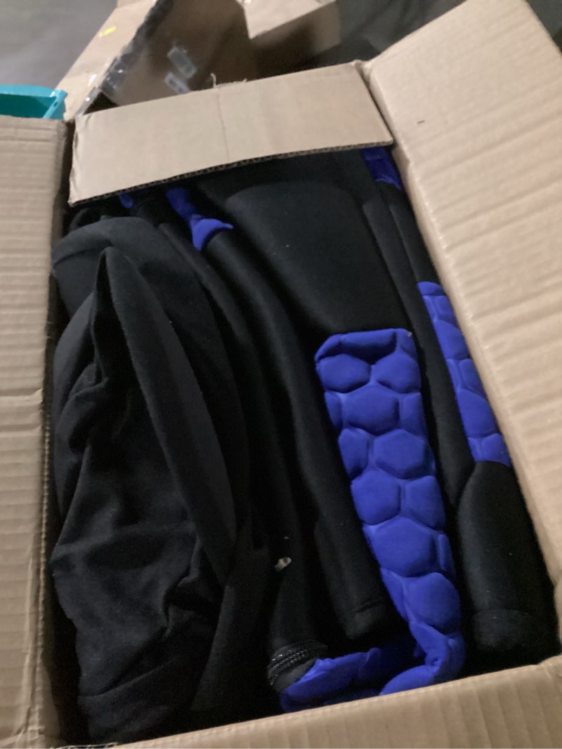 Condition photo showing As Is for Skechers Memory Foam™ Car Seat Cover Full Sets, Hexcomb Breathable Thick Seat Covers, Airbag Compatible, Automotive Comfort & Protection for Most Cars,Van,Trucks, SUVs (Blue,Full Set) Full Set Seat Covers Black and Blue