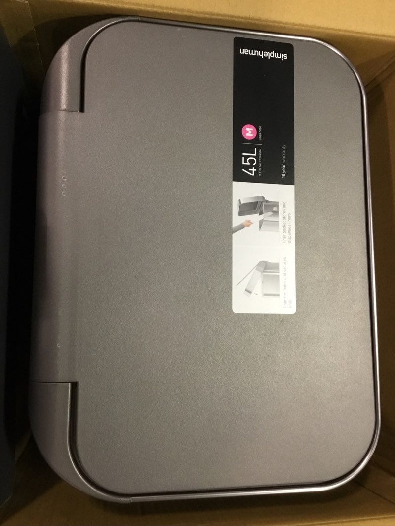 Condition photo showing Good Condition for simplehuman 45 Liter / 12 Gallon Liter Rectangular Hands-Free Kitchen Step Trash Can with Soft-Close Lid, Brushed Stainless Steel with Plastic Lid Gray Plastic Lid 45 Liters