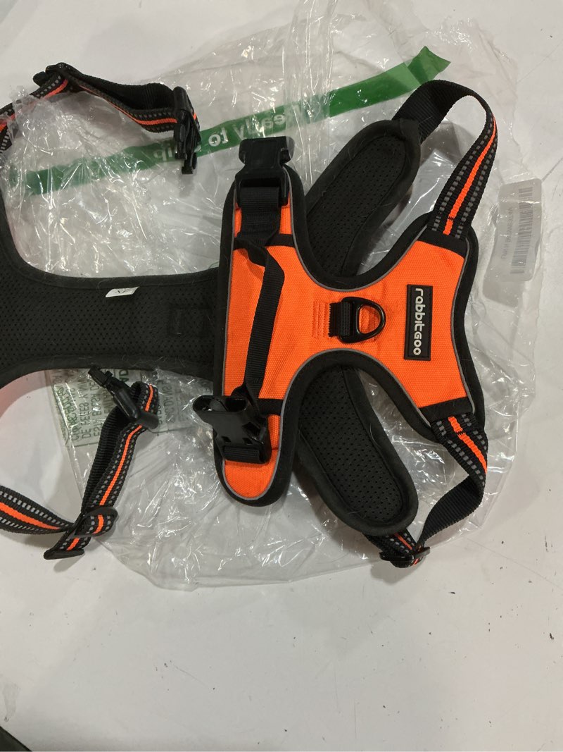 Condition photo showing As Is for rabbitgoo dog harness no pull with 2 leash clips, adjustable soft padded, reflective oxford no choke pet vest with easy control handle for large dogs, orange, xl x-large orange